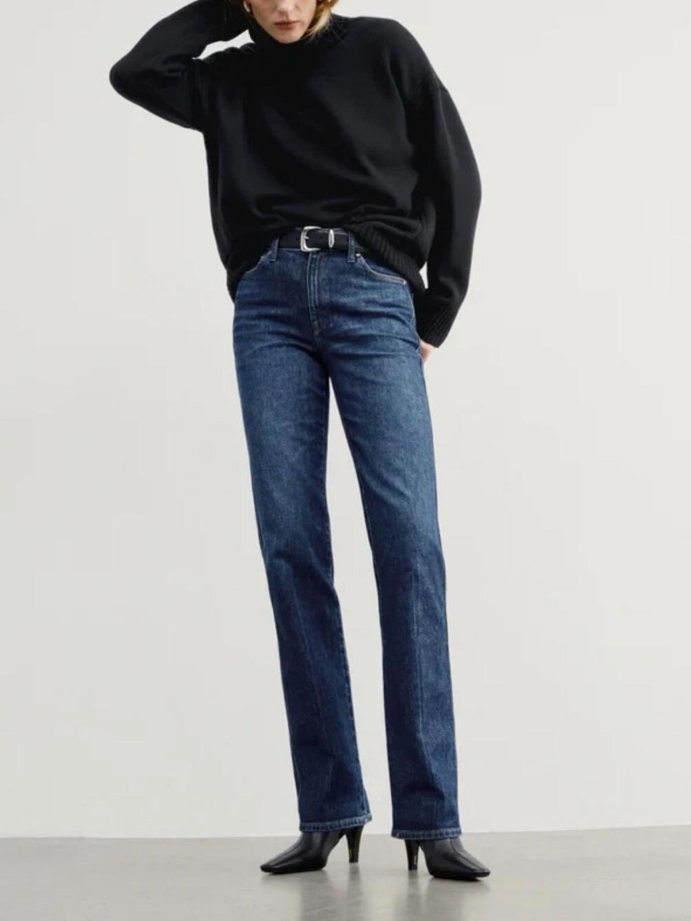 AYR The Legend Wash Skyscraper Straight Jeans in Dark Blue Denim Sz 24s